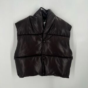 A.L.C. Willow Faux Leather Puffer Vest In Chocolate Plum